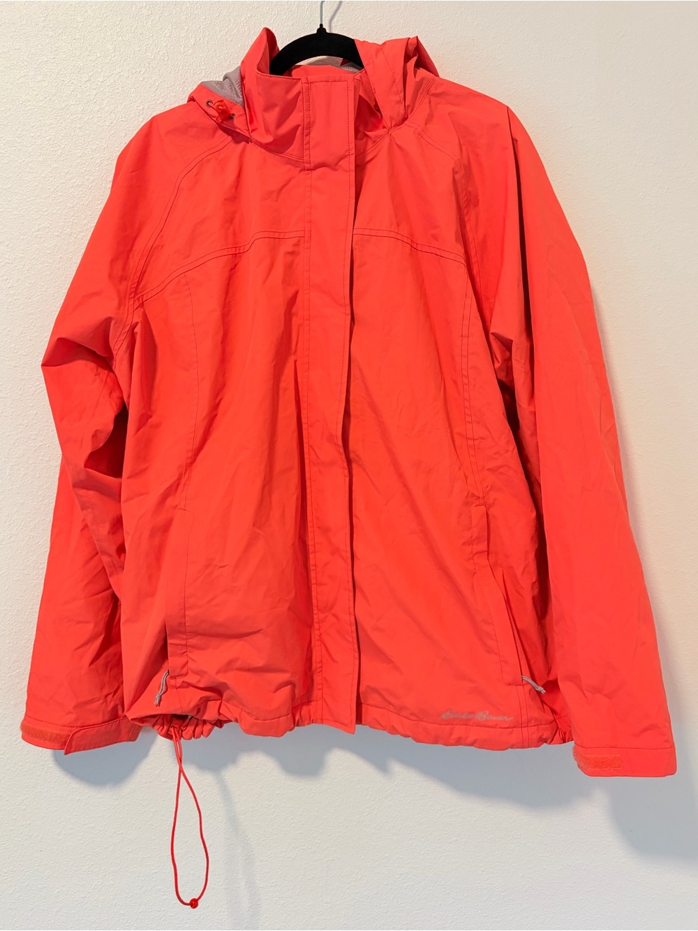 Eddie Bauer WeatherEdge Rain Jacket Women XXL Coral Orange Waterproof Hooded